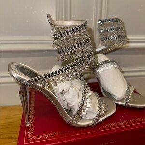 Rene Caovilla Chandelier Sandals with Crystal Heel